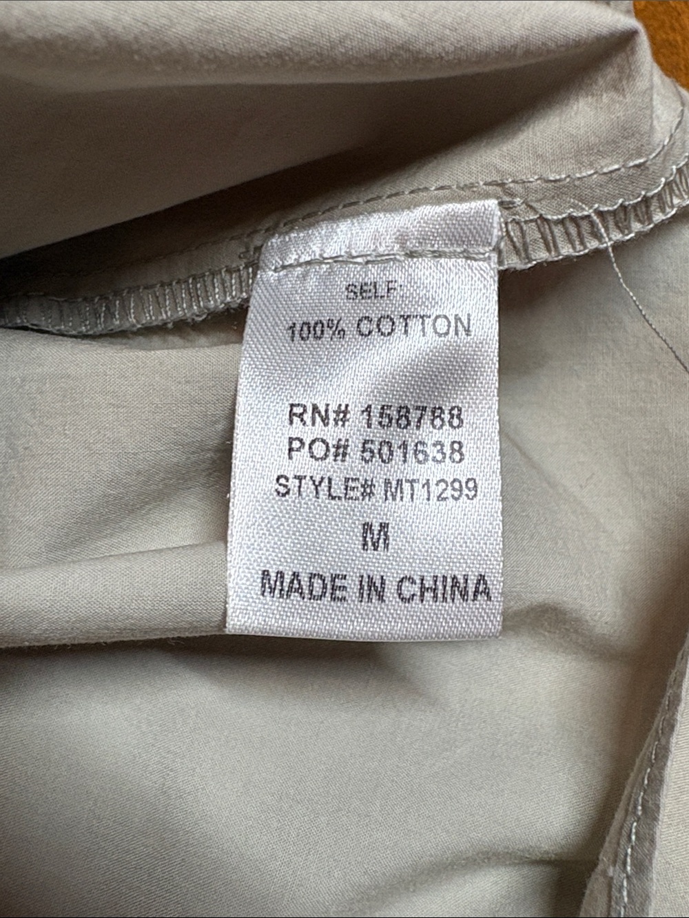 MABLE Ruffle Sleeve Tie-Neck Blouse in Tan Cotton, M - Picture 4 of 8